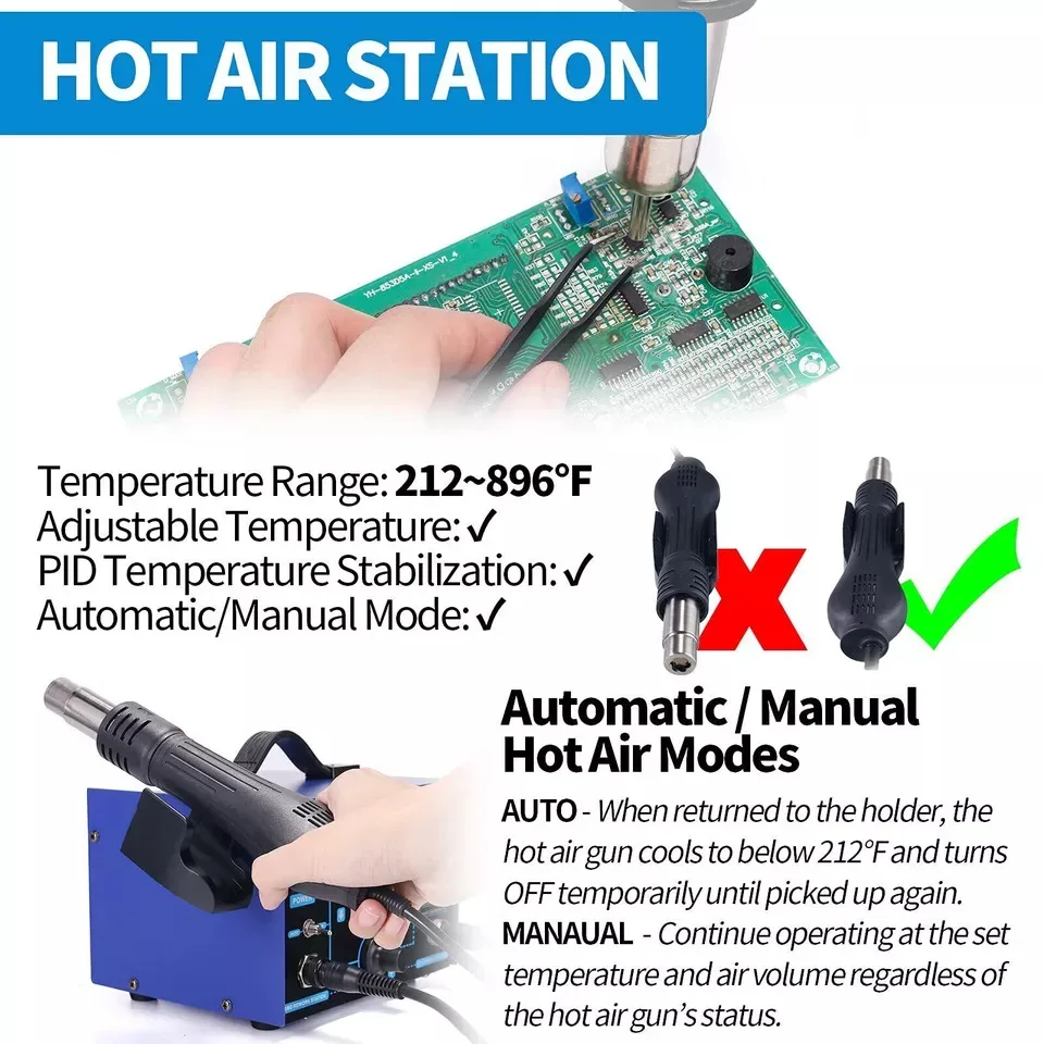 862BD+ 2 in 1 SMD BGA Rework Soldering Station Visible Adjustable Temperture Mobile Phone Laptop Repair Rework Soldering Station