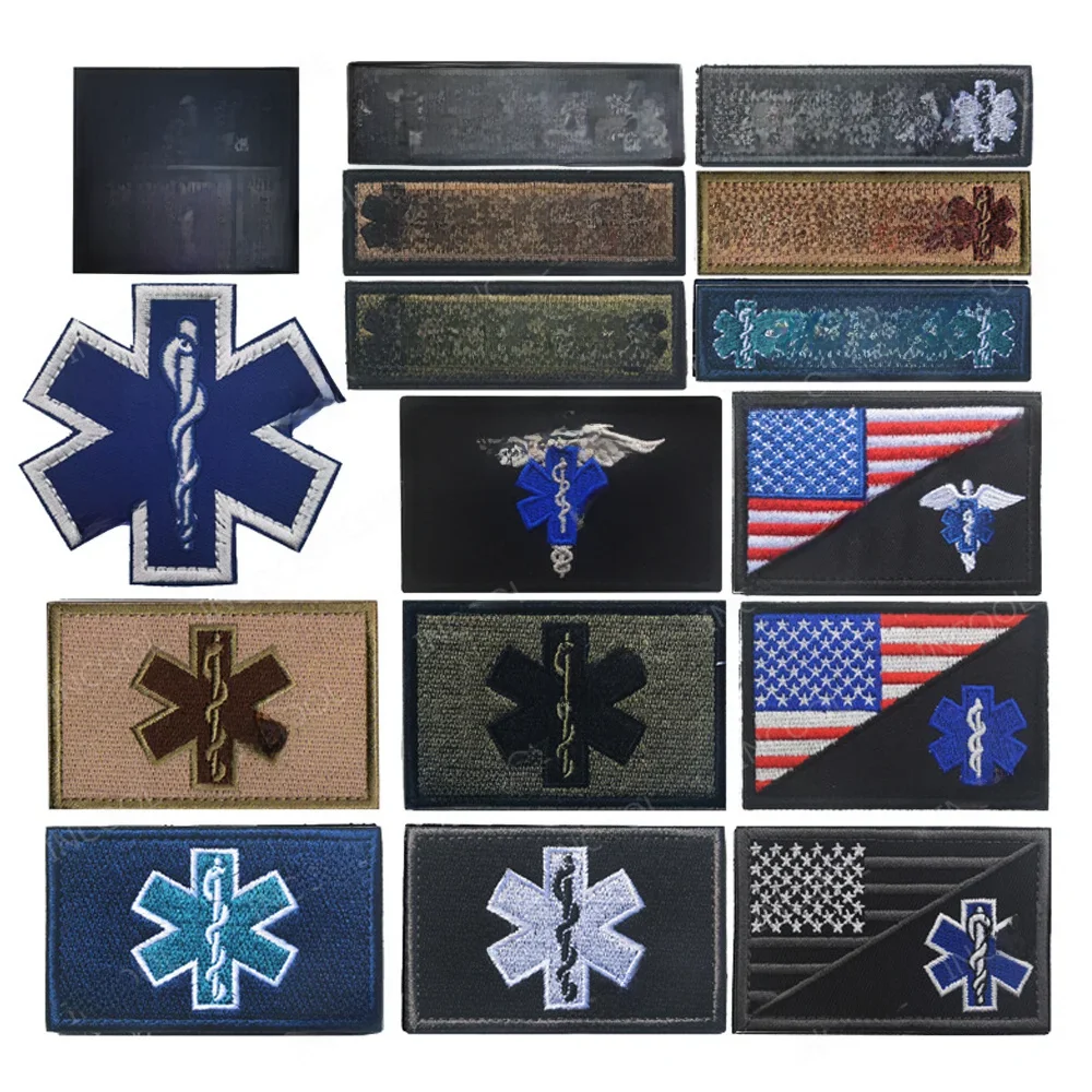 Patch de sauvetage d'urgence EMT EMS paramédical, patchs médicaux bleus, bande Chevron, brassard, épaule appliquée