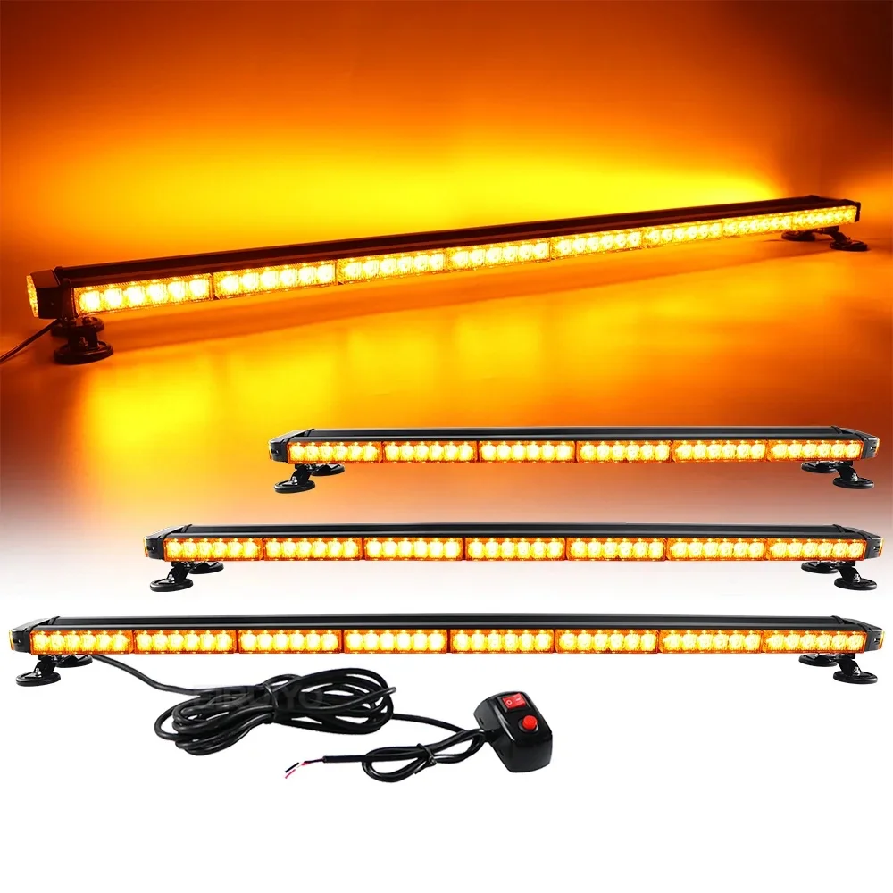 37 "49" Auto Vrachtwagen Politie LED Noodwaarschuwing Stroboscooplichtbalk Verkeersadviseur Amber Wit Knipperende Lichtbalk baken 12V 24V - afbeelding 2