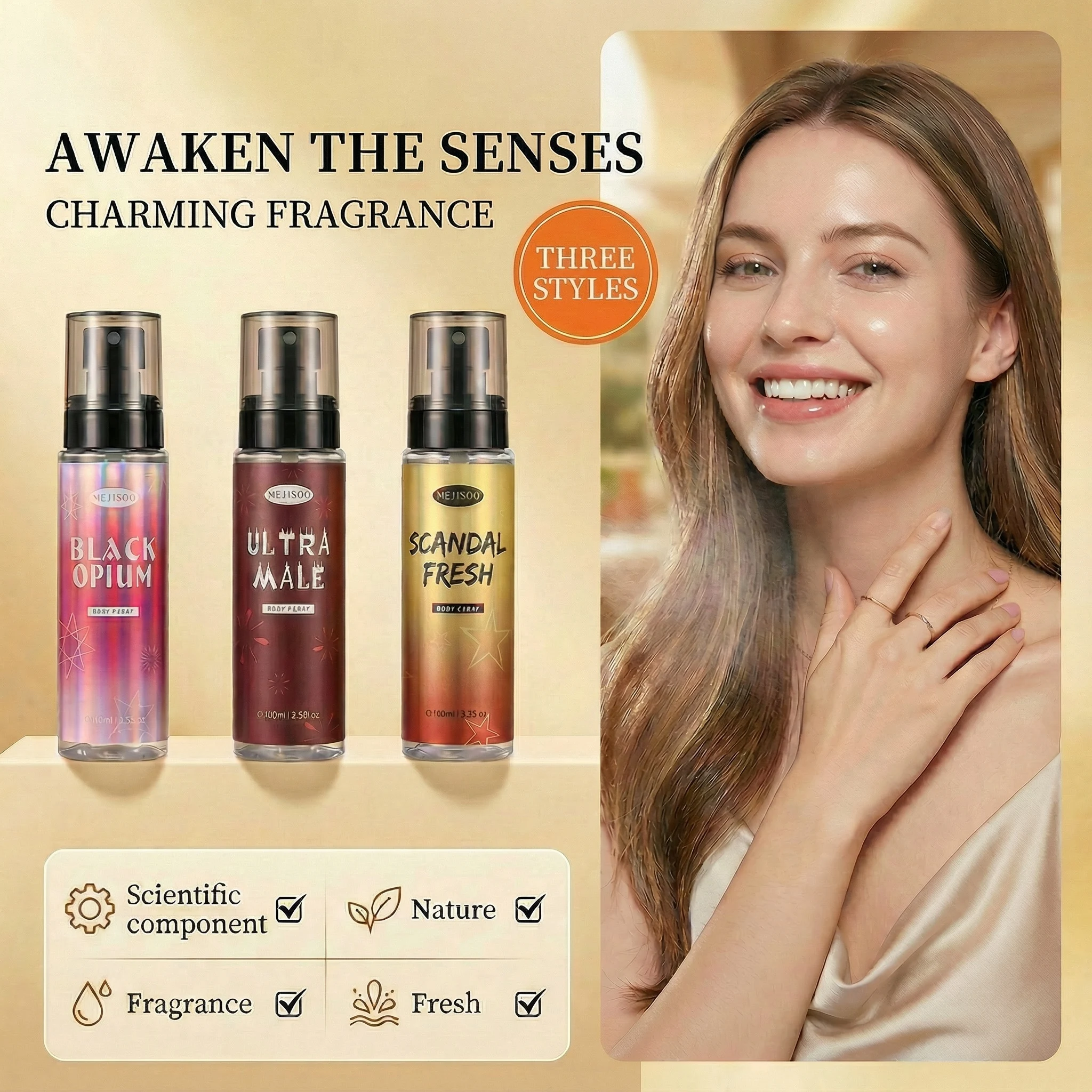 

Unisex Body Fragrance Perfume Spray with Fresh Natural and Long-Lasting Deodorant Small and Portable Suitable for Use on Dates