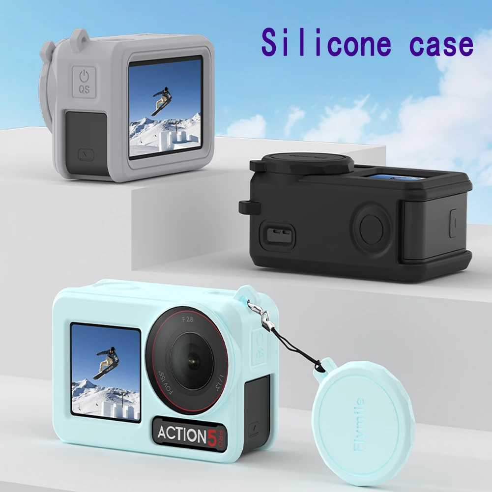 For DJI Osmo Action 5 Pro Silicone Sleeve Protective Case & Screen Protectors & Len Cap for DJI Action 3 4 5 Pro Accessories