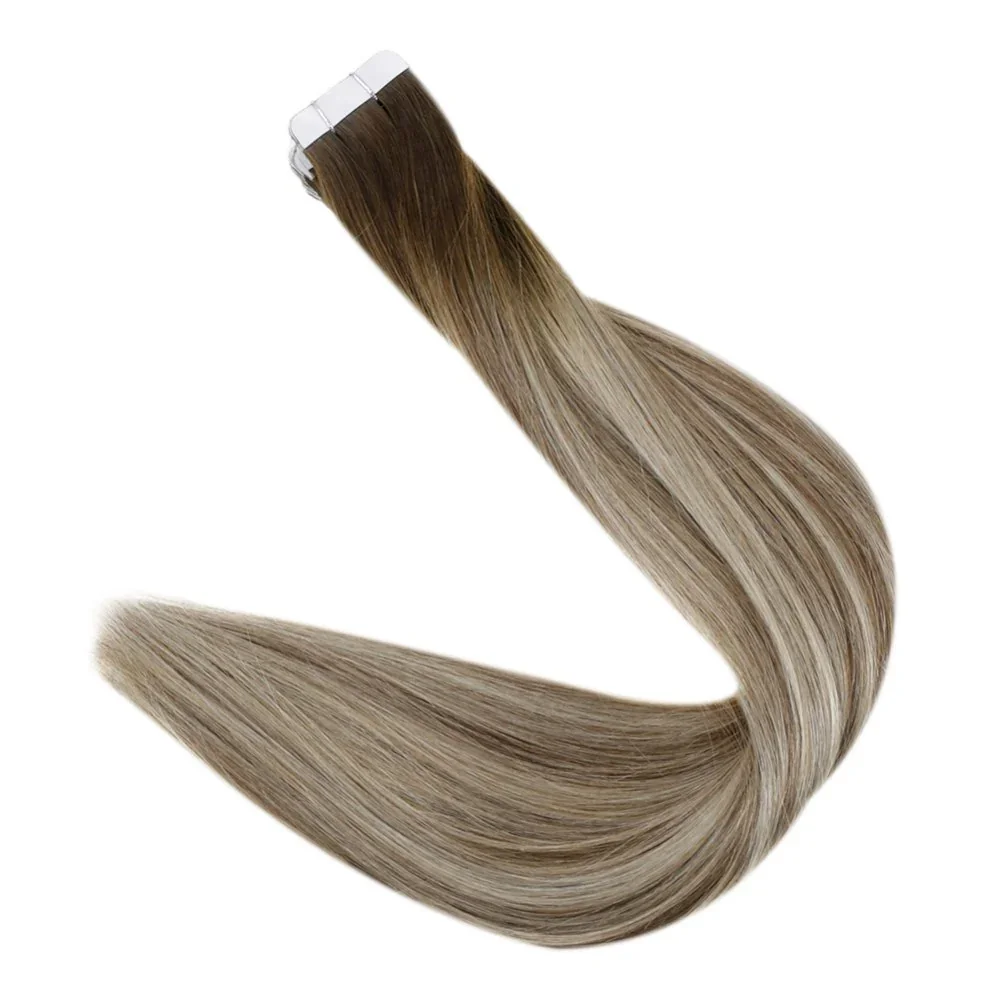 Laavoo Remy Tape in Hair Extensions 100% brazylijskie włosy proste naturalne 12-24 cali 20 sztuk i 40 sztuk dwustronne PU skóra wątek włosów