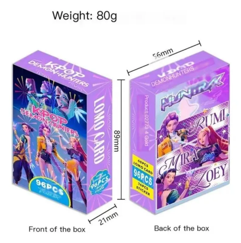 96 قطعة من بطاقات تجارة الرسوم المتحركة Kpop Demon Hunters مجموعة كاملة للأولاد والبنات، هدايا HUNTR/X Saja Boys الكرتونية القابلة للجمع fo