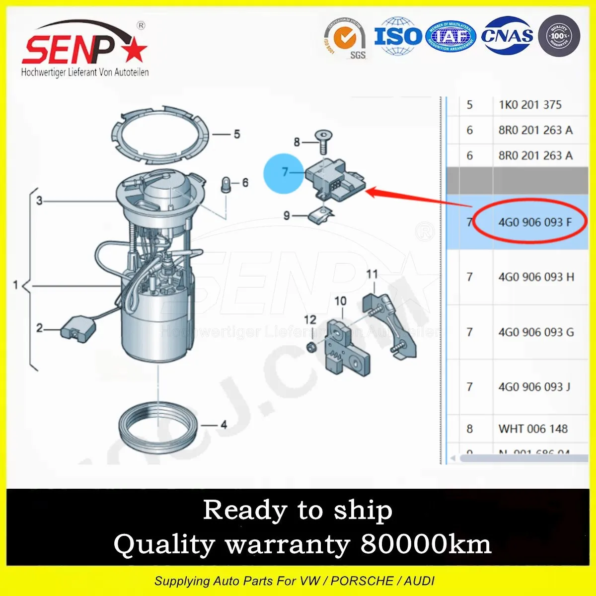 

OEM 4G0 906 093 F SENP High Quality Fuel Pump Control Unit Fit For Audi A4/A5/A6/Q5/C7 3.0 s 2013-2017 4G0906093F