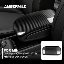 Real Carbon Fiber Hard for BMW Mini Countryman F60 2017-2022 Accessories Car Armrest Storage Box Protective Cover Interior Trim