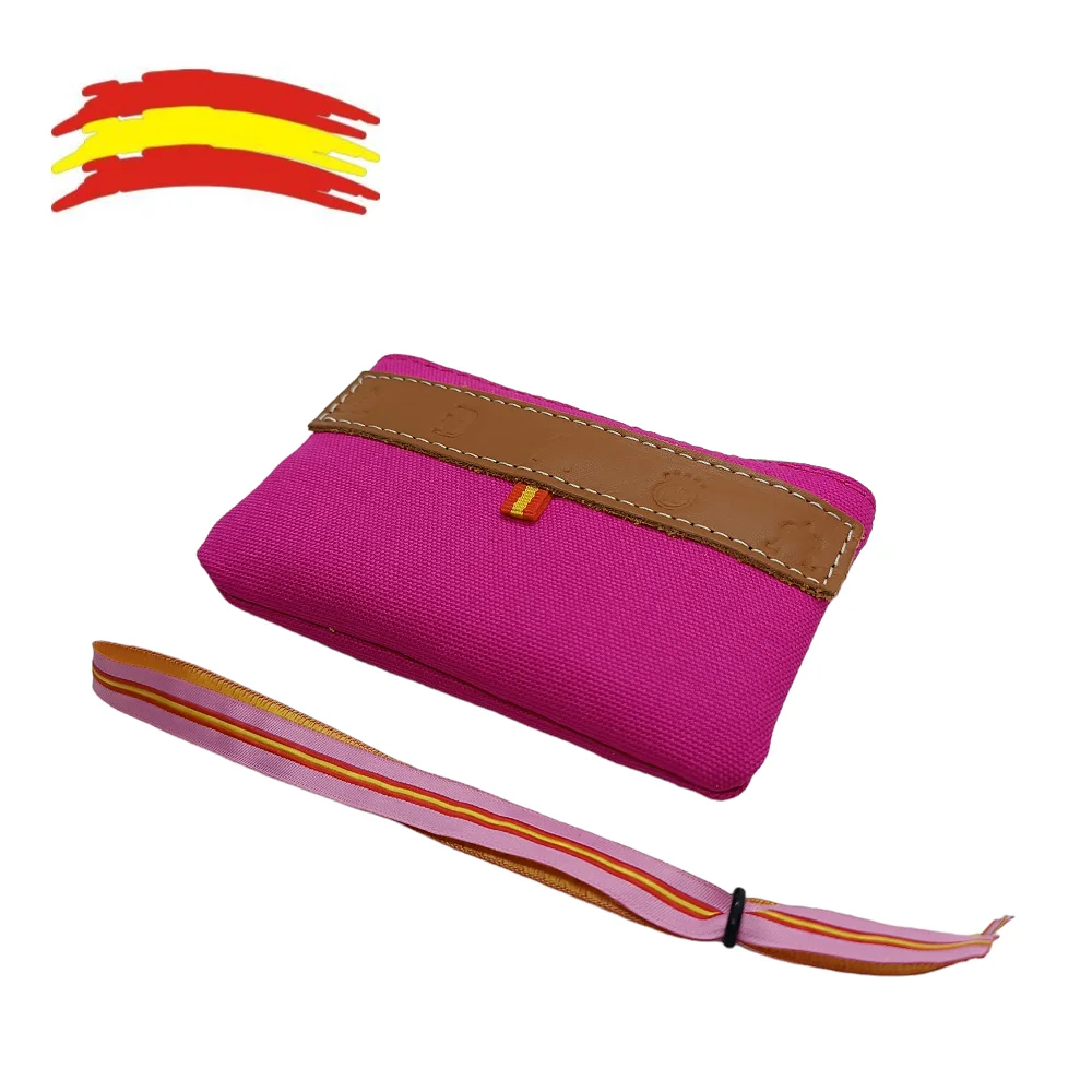 MONEDERO DE TELA ROSA Y PIEL,PARA MUJER PARA HOMBRE, ESPAÑA TAURINA REGALO
