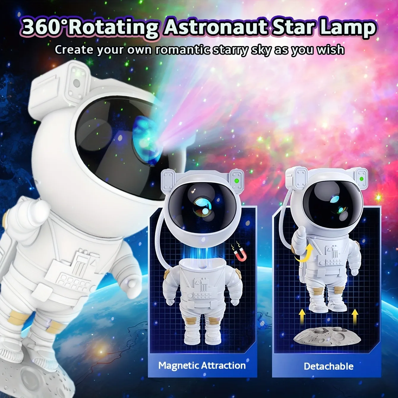 Astronaut Light Projector with Nebula, Astronaut Galaxy Star Projector Starry Night Light, Timer & Remote Control, Bedroom Ceili