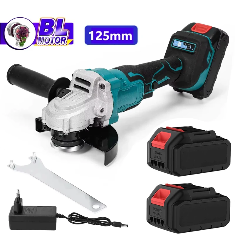 Amoladora Angular Eléctrica Inalámbrica de 125 mm, 3 Velocidades, Herramienta Eléctrica para Trabajar la Madera, Compatible con Batería Makita de 21 V