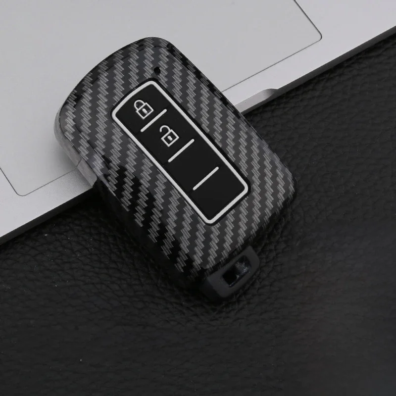Etui na kluczyk samochodowy ABS Carbon do Toyota Prius CHR Aygo Corolla Yaris RAV4 Camry Land Cruiser Highlander Prado Auris Avalon Accessorie — zdjęcie 2