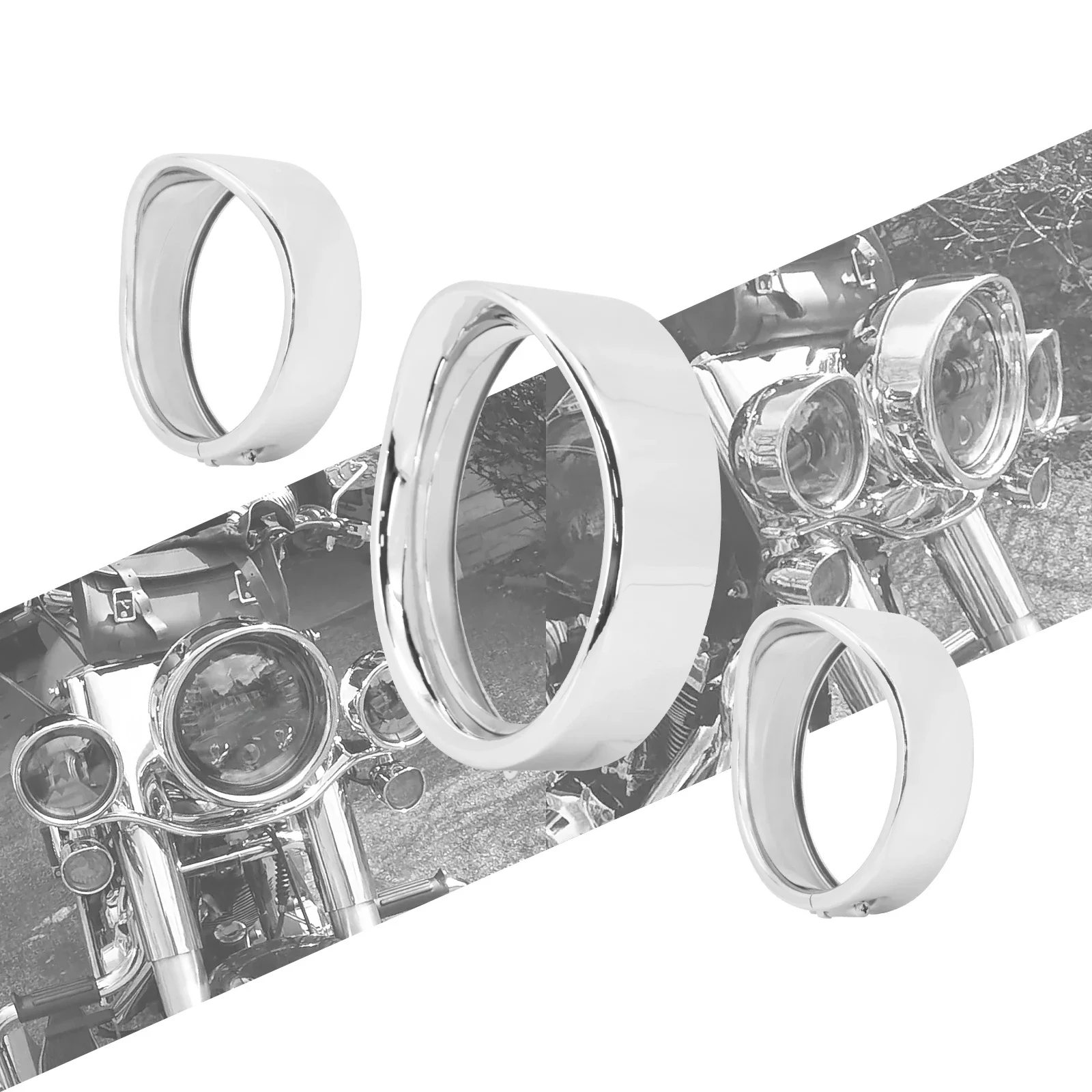 Anneaux de garniture pour phares antibrouillard de moto, lunette de lumière de sauna, couvercle de visière, Harley Softail Slim FLS Fat Boy Heritage FLST 94-4.5, 7 en effet + 2017 pouces