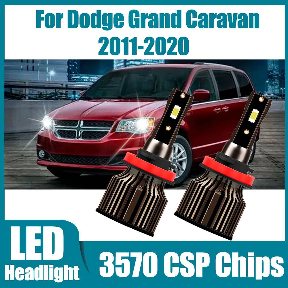 2X H11 H8 H9 LED Headlight 6000K White 130W 30000LM For Dodge Grand Caravan 2011 2012 2013 2014 2015 2016 2017 2018 2019 2020