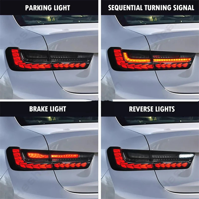 زوج GTS LED أضواء خلفية لسيارات BMW 3 Series G20 G80 M3 330 340i 320i 325i 2019-2024 الضوء الخلفي مصابيح الفرامل الخلفية الديناميكية