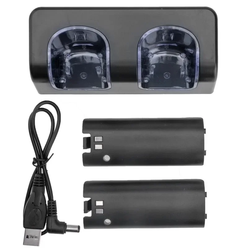 Station d'accueil avec support de charge à 2 Ports + 2 piles pour manette de jeu Wii, Station de chargement pour télécommande