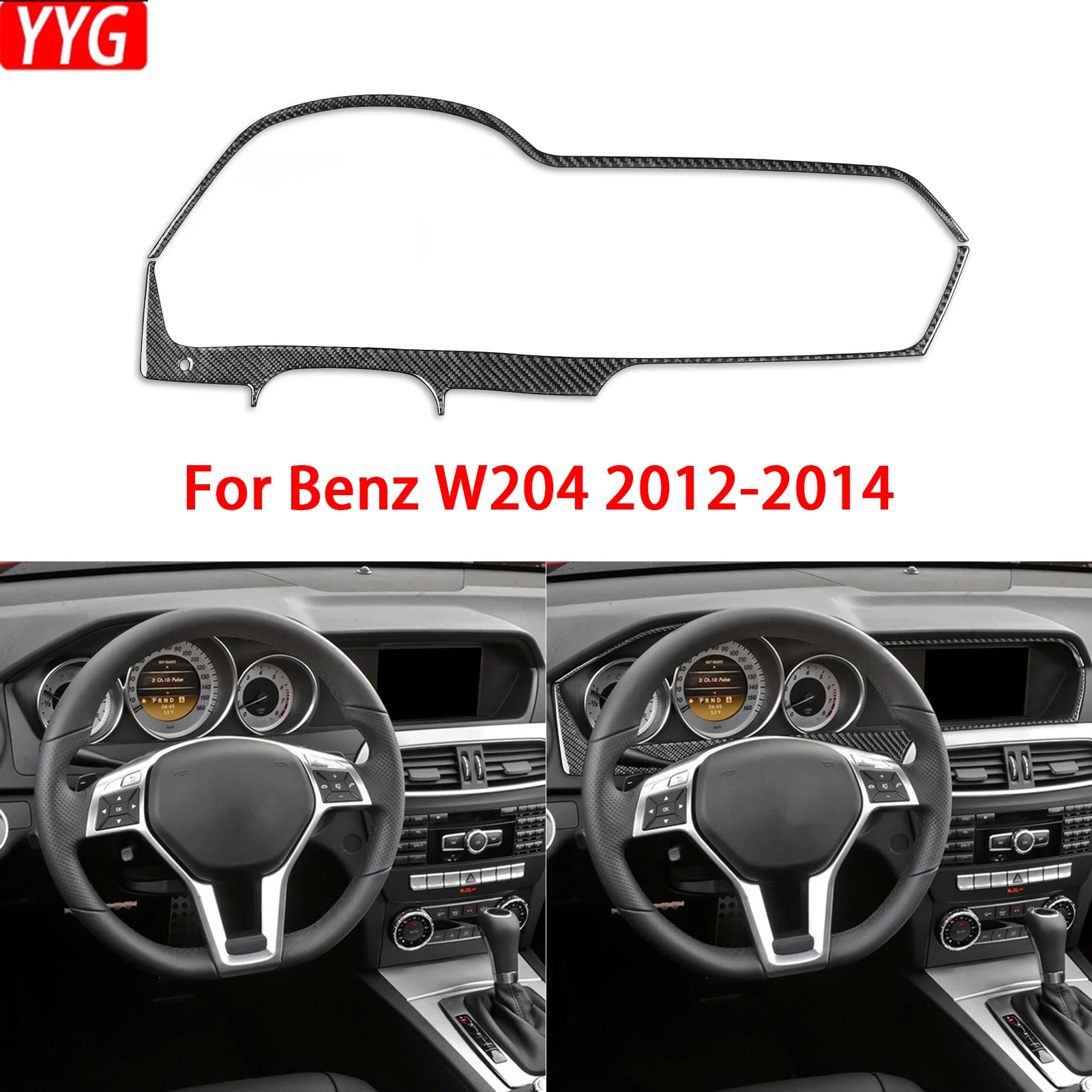 For Benz W204 2012-2014 Car Accessories Real Carbon Fiber Speedometer Dashboard Cover Trim Interior Sticker Modification