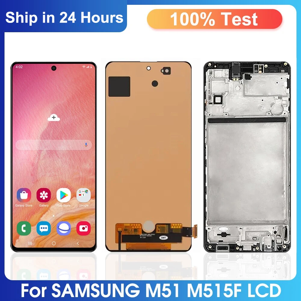 100% Test M51 Display For Samsung Galaxy M51 M515F SM-M515F/DSN LCD Touch Screen Replacement With Frame, For Samsung M51 Display