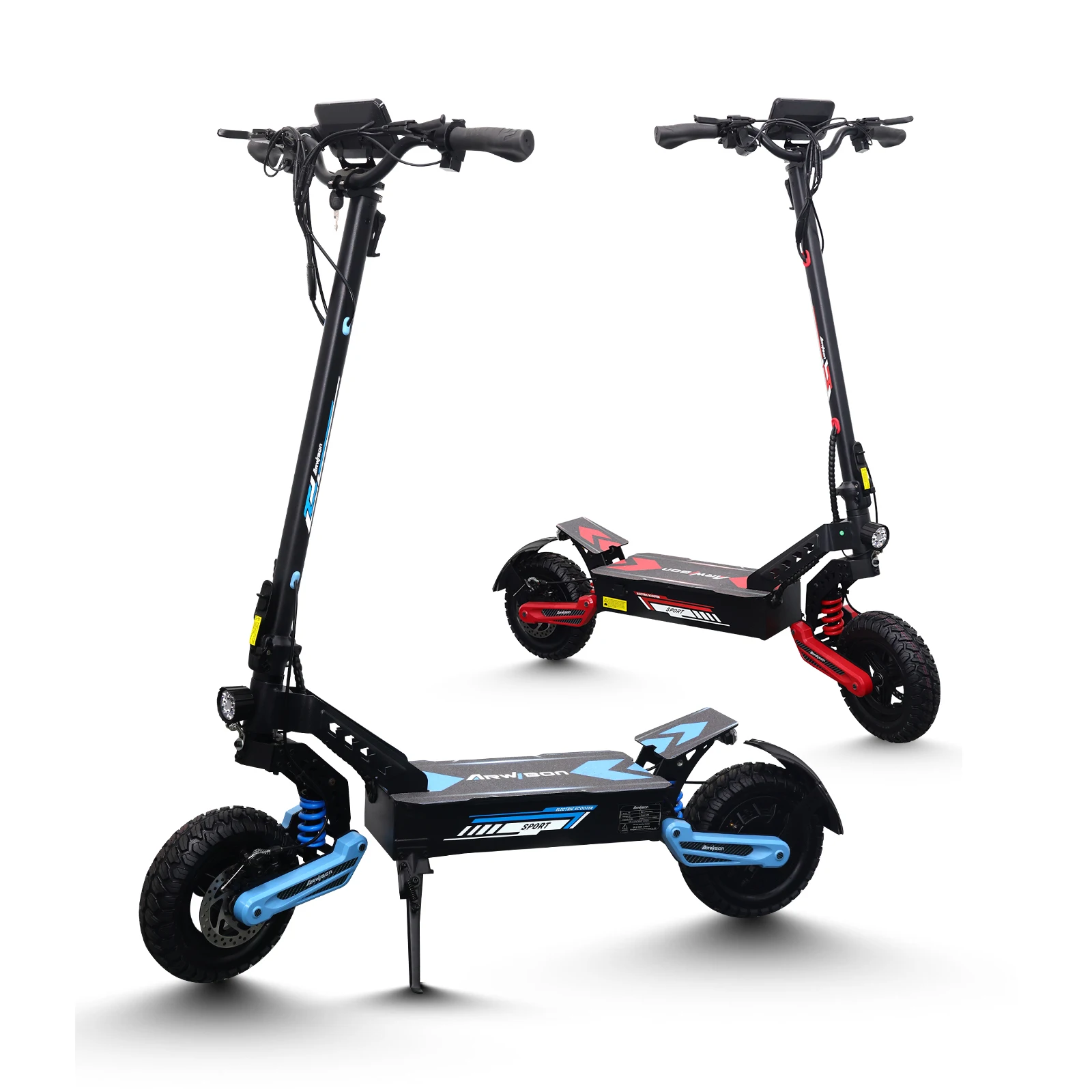 Arwibon Electric Scooter for Adults, 1200W Motor, 48V 13Ah Battery, Up to 25 MPH, 11-Inch Off-Road Tires, Front and Rear Disc Brakes, Spring Suspension, Foldable E-Scooter