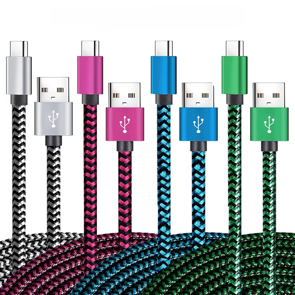 Kabel USB typu C synchronizacja daty 2.4A szybki 1M 2M 3M ładowanie nylonu pleciony przewód do telefonu komórkowego Samsung Huawei Android — zdjęcie 2