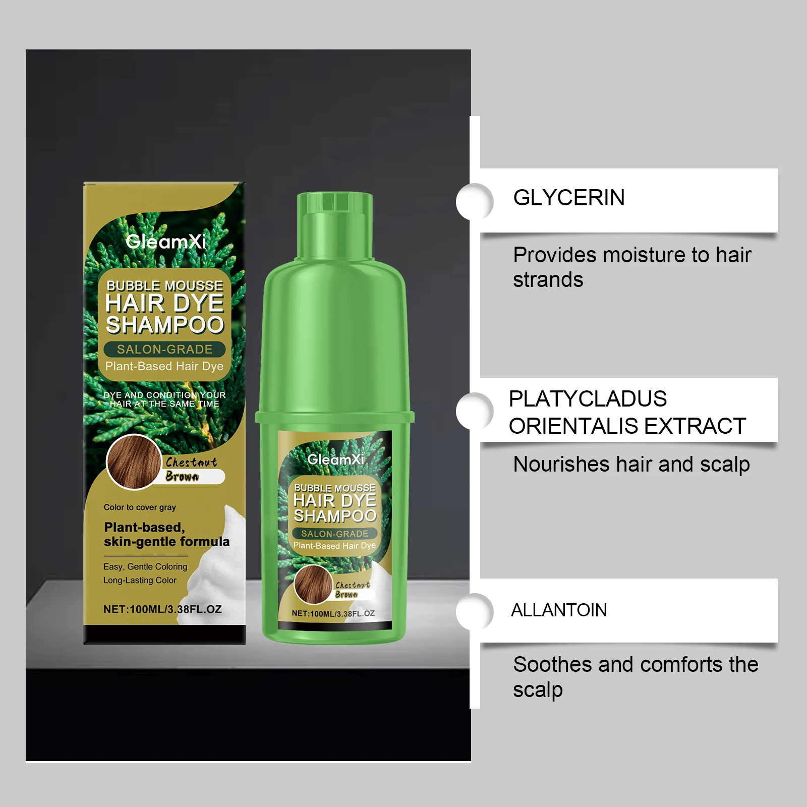 Gleamxi Botanical Mousse Hair  - огляд і ціна Hair Spray Color