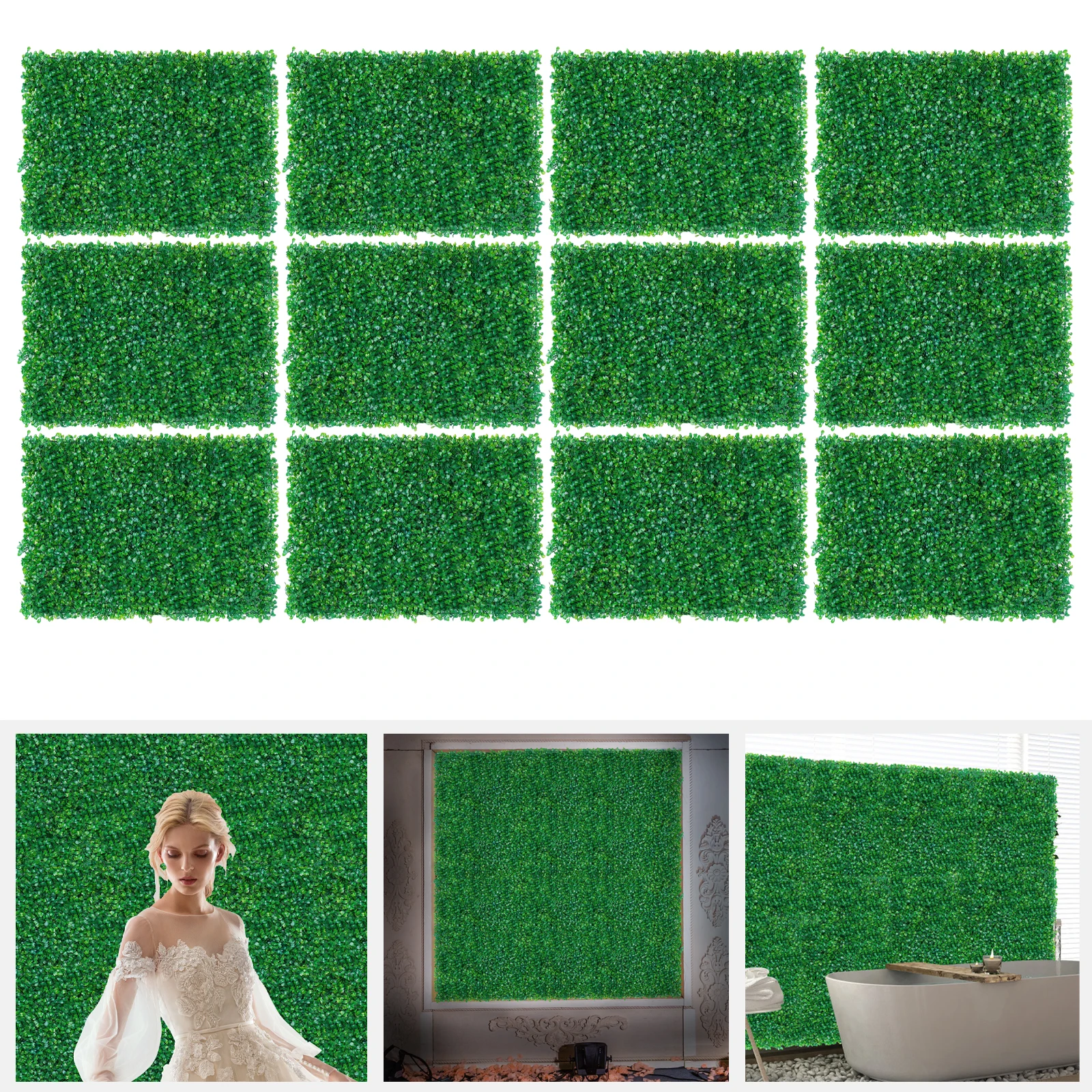 

12pcs 40*60cm Artificial Hedge Christmas Decorations Fake Plants Panel Wedding Grass Mat Garden Backyard Wall Decor Home Garden