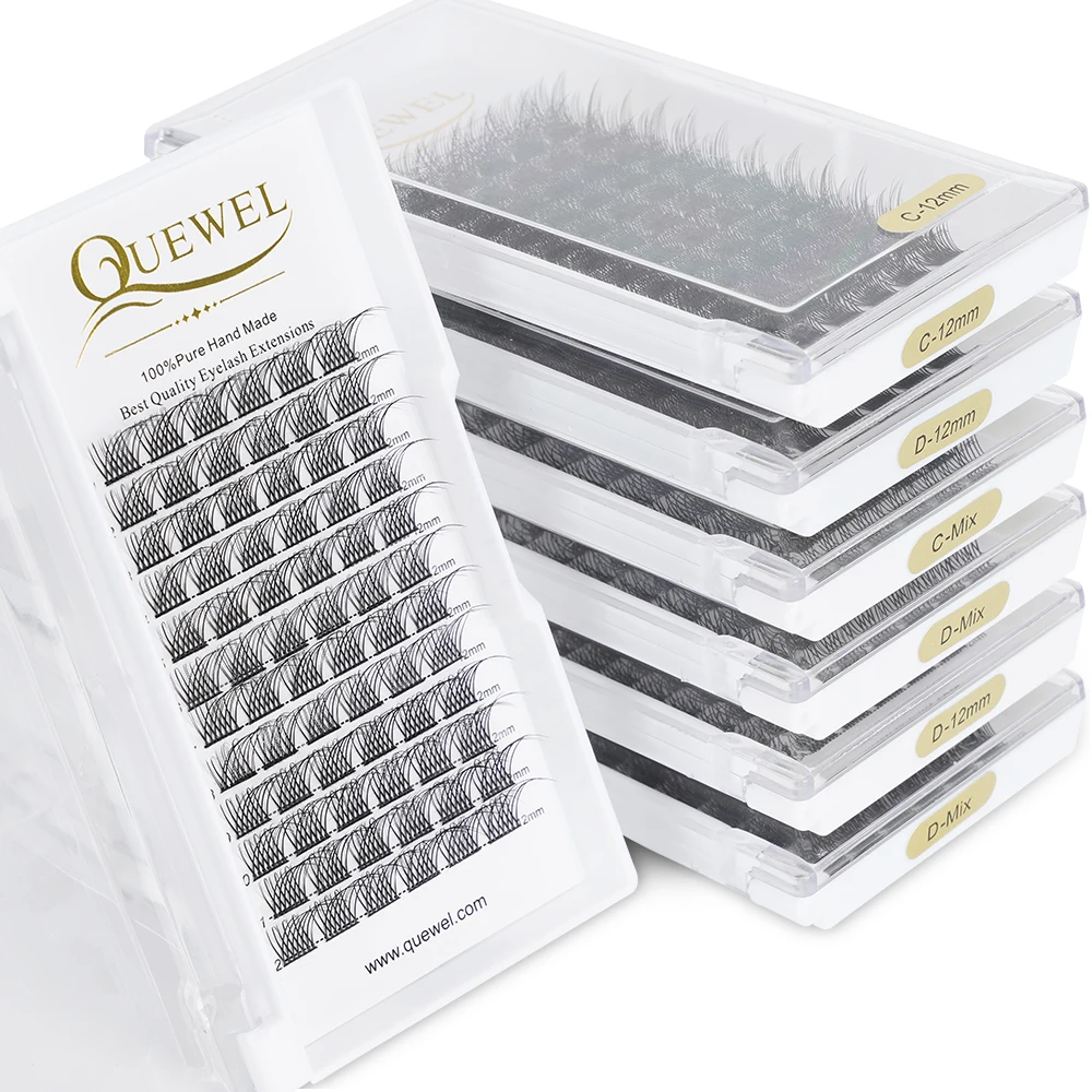 Quewel 72 Bundles Cluster Segmented False Extension Eyelash DIY Natural Individual Lash Makeup Tools Soft and Natural Eyelash