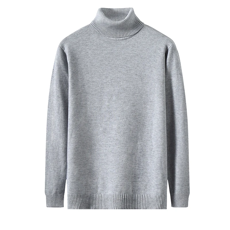 Pull à col roulé à manches longues pour homme, tricot décontracté, couleur unie, blanc, noir, automne et hiver