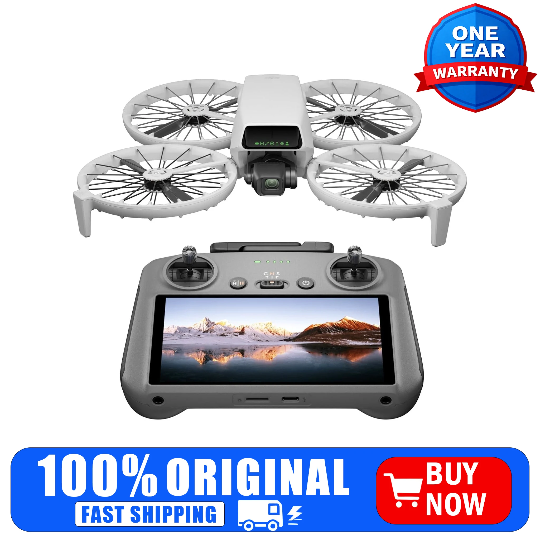 DJI Flip Drone with RC 2 Screen Controller, 4K UHD Camera, 3-Axis Gimbal, Under 249g, 31-Min Flight
