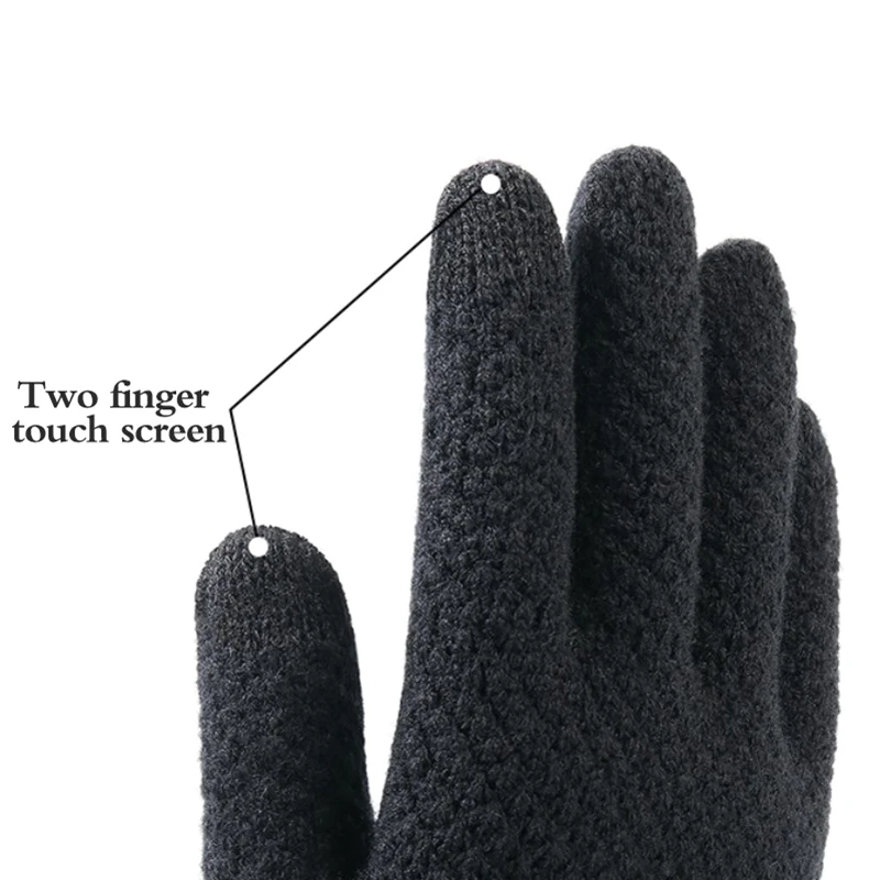 Thick Knitted Men Winter Gloves Imitation Cashmere Two Layer Adult Gloves