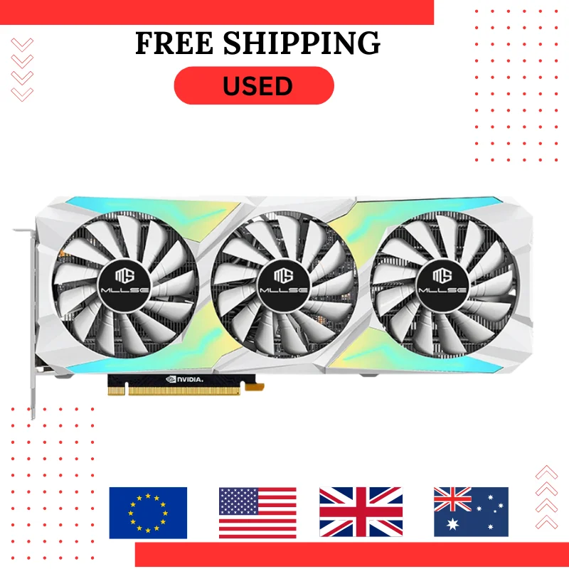 Usado mllse rtx 3080 10gb placa de vídeo nvidia jogo gpu 8pin + 8pin gddr6x 320bit hdmi * 1 dp * 3 pci-e 4.0x16 rtx3080 10gb placa gráfica