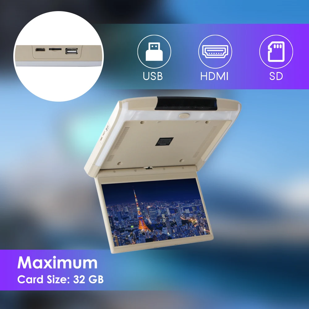 11.6 Inch Car Roof Monitor TV Flip Down 1080P Video HD Screen MP5 Player IPS Screen With Blue Ambient Light USB SD HDMI FM