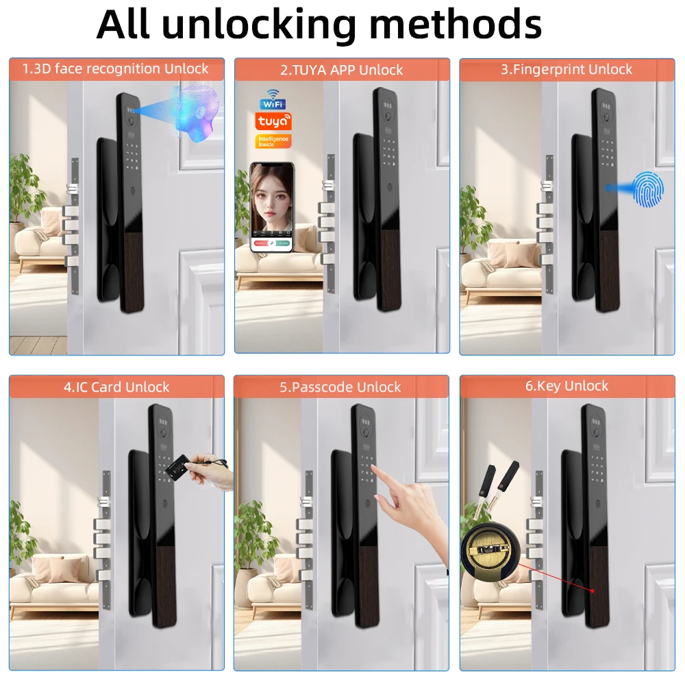 RAYKUBE MO Tuya WiFi 3D Face Recognition Digital Door Lock With 2*rechargeable batteries Wifi Camera Video Call Tuya APP Unlock