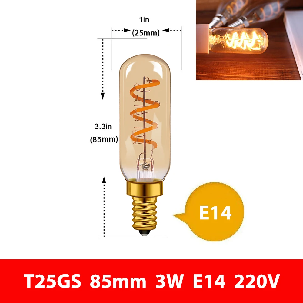 E14 E27 LED-Glühbirne 220V Vintage Edison Filament-Licht Ampulle Beleuchtung Kerzenröhre Lavalampe Kronleuchter Ersatzbirnen Wohndekor