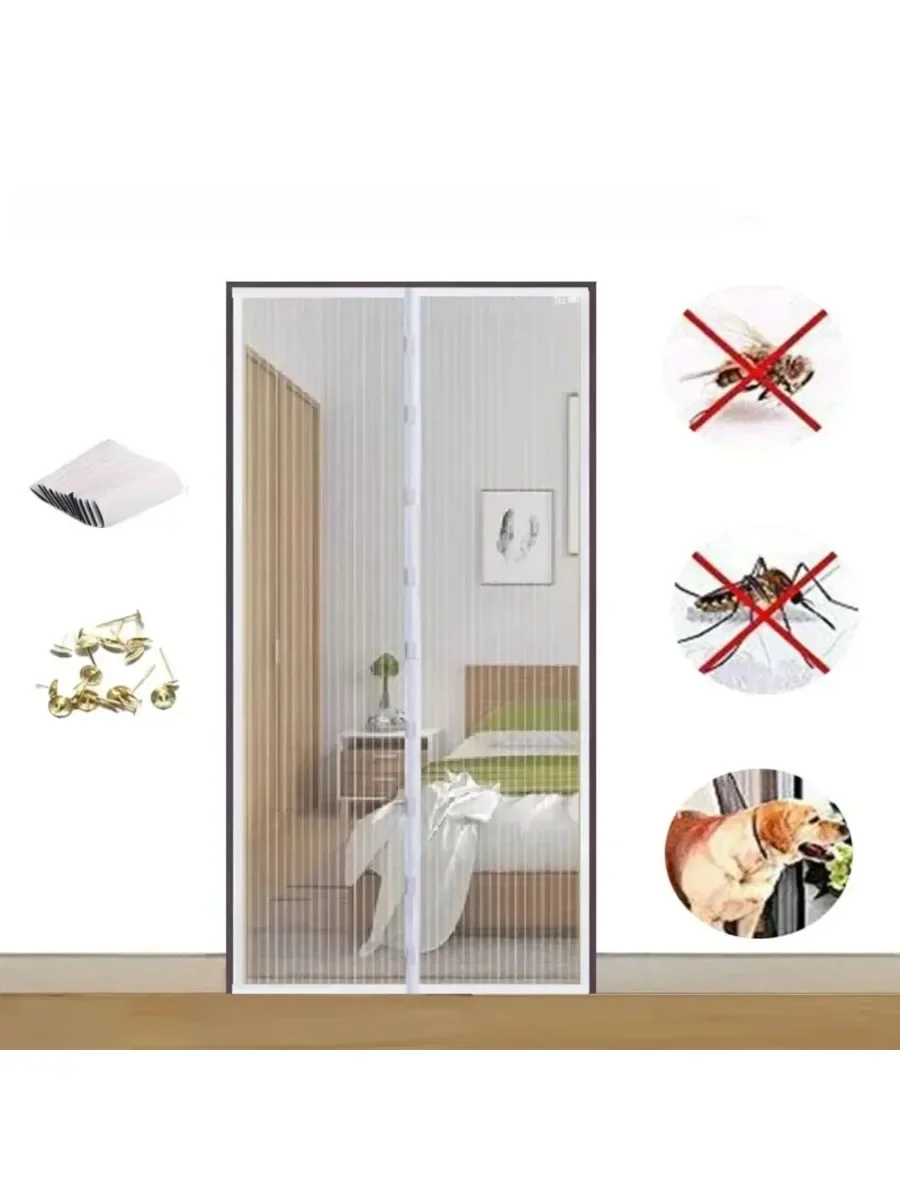 Filet anti-moustiques magnétique, écran de porte et de fenêtre, souris anti-insectes, aucun poinçonnage requis, rideaux à fermeture automatique