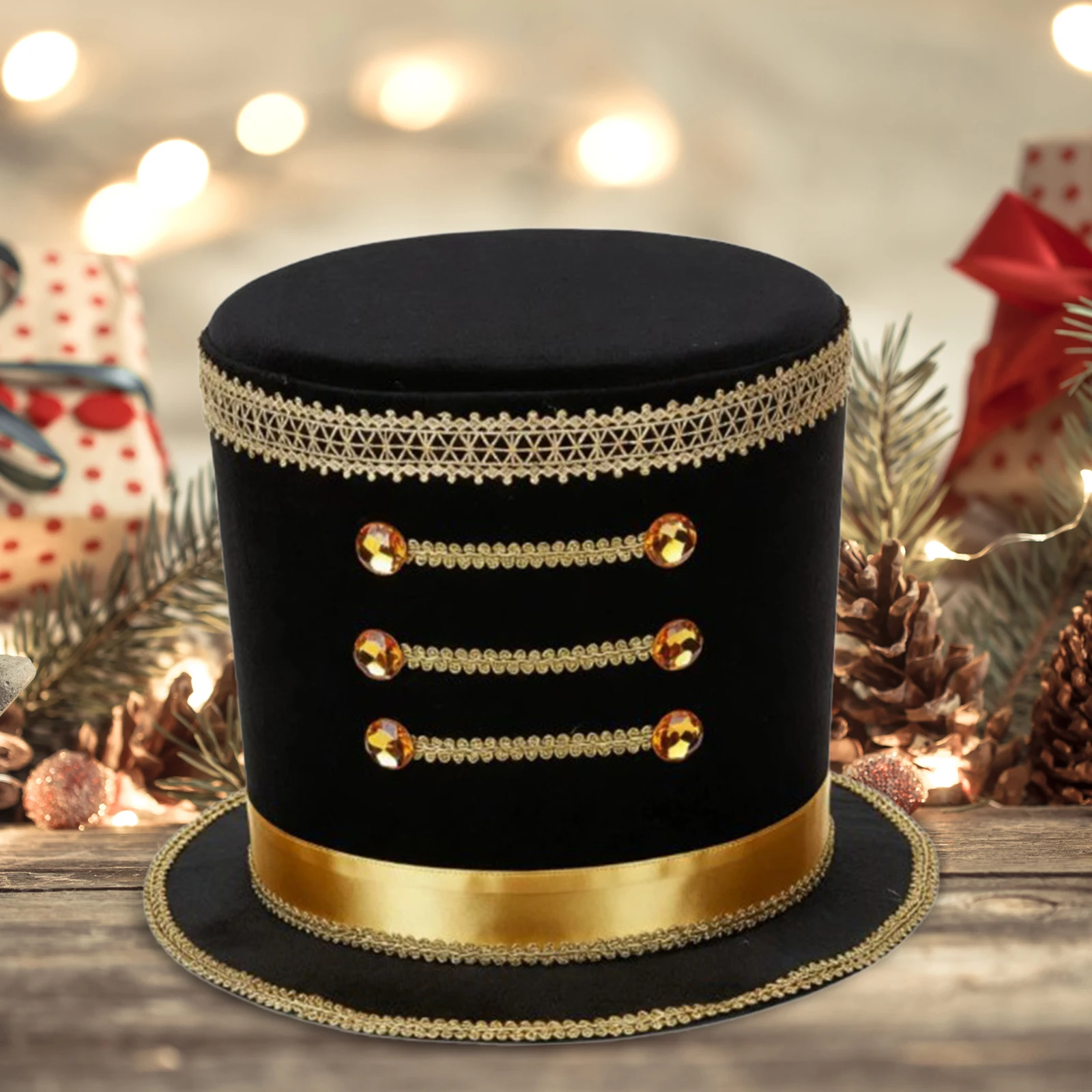 Circus Coachman Hat Classic Decorative Buttons Top Hat Dress up Wearable Gifts for Celebrations Role Playing Christmas Dress Hat