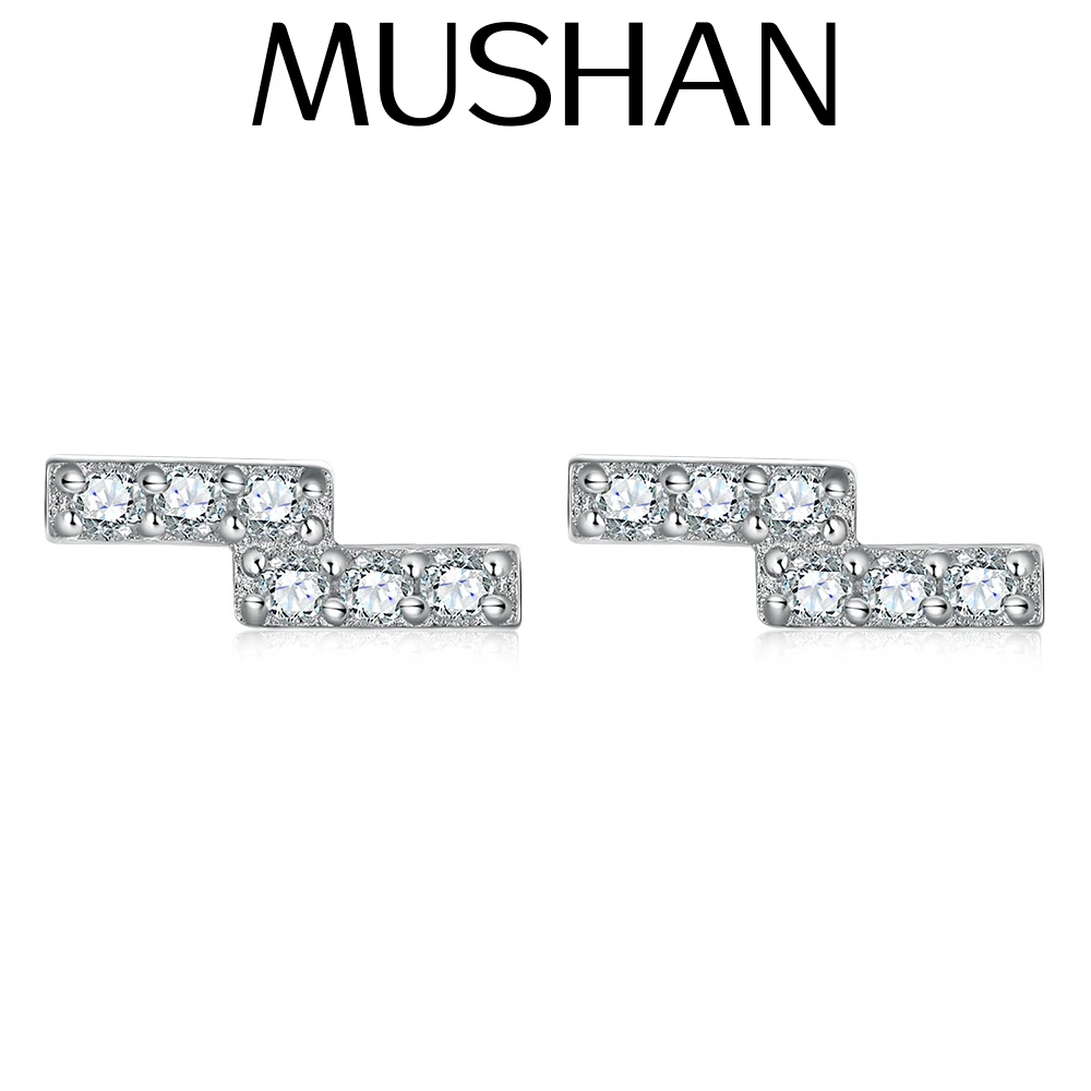 

MuShan Luxury Jewelry 925 Sterling Silver Earrings Zircon 5A Ear Cuff Eternity Women 18K Rose Gold Plated Fine Jewelry Earring