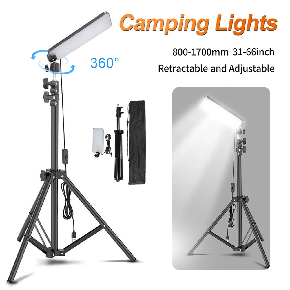 Camping Light With Stand Portable Work Light Telescopic Barbecue Lamp Powered By USB Mobile Computer Lantern Outdoor Accessories