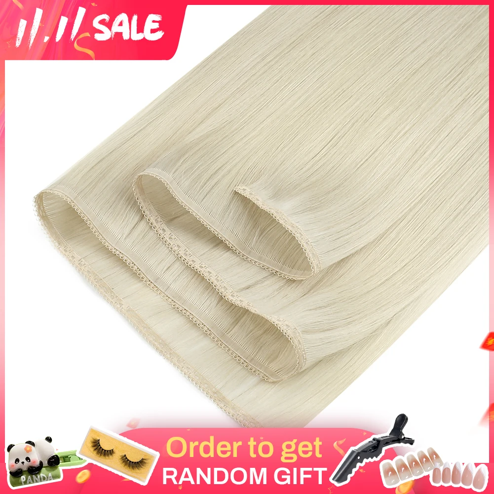 

Moresoo Soft Lace Base Flat Weft Extensions Straight Hair Sew In 60G $80G Seamless Track Hair Extensions Real Human Hair Weave