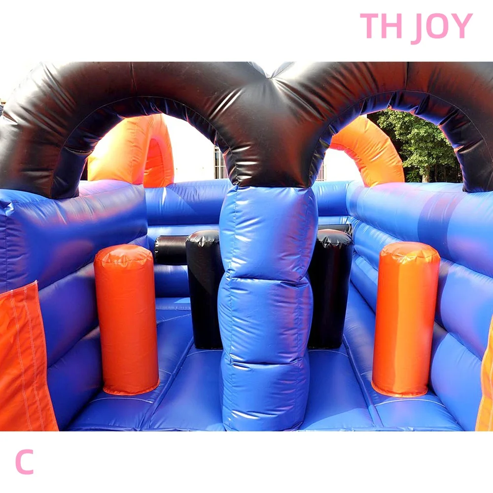 commercial kids inflatable bouncer house slides obstacle course, U shape giant adutls inflatable Obstacle Course Equipment