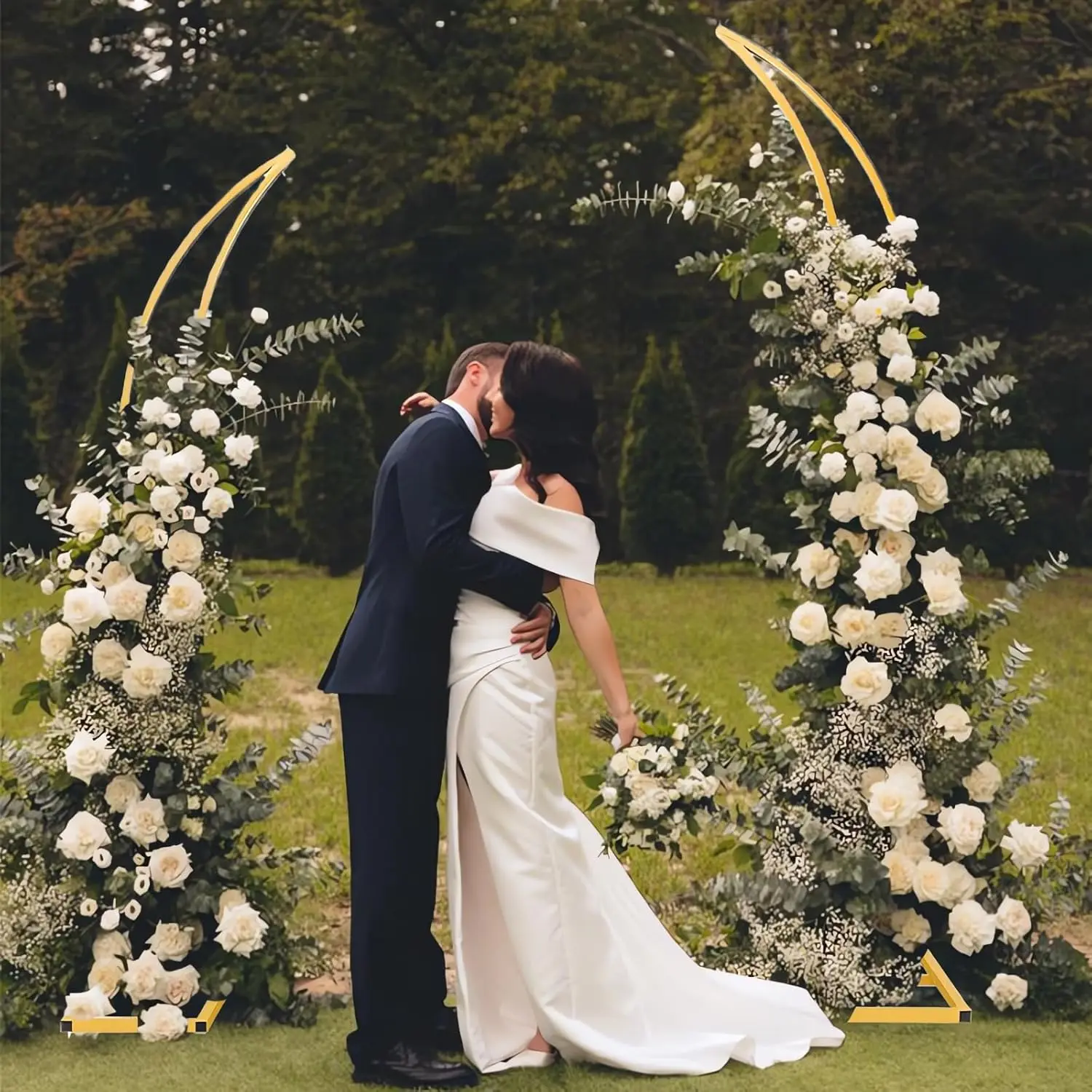 2 Pcs 1.8M and 2.1M Wedding Arch Set Sturdy DIY Curved Top Easy to Install for Wedding Arches background Birthday Party