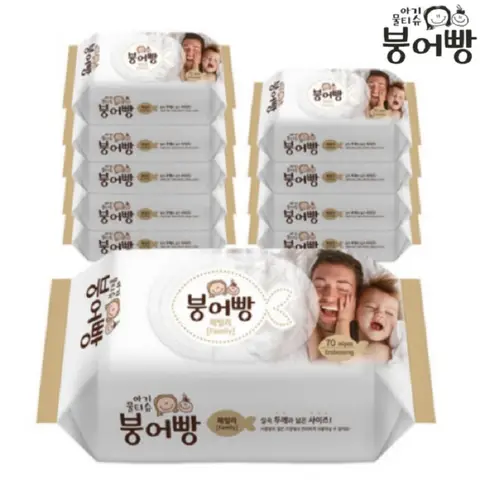 붕어빵 물티슈 패밀리 70매X10팩(캡형,엠보싱원단) Best5 붕어빵 물티슈 패밀리 70매X10팩(캡형,엠보싱원단) Best5