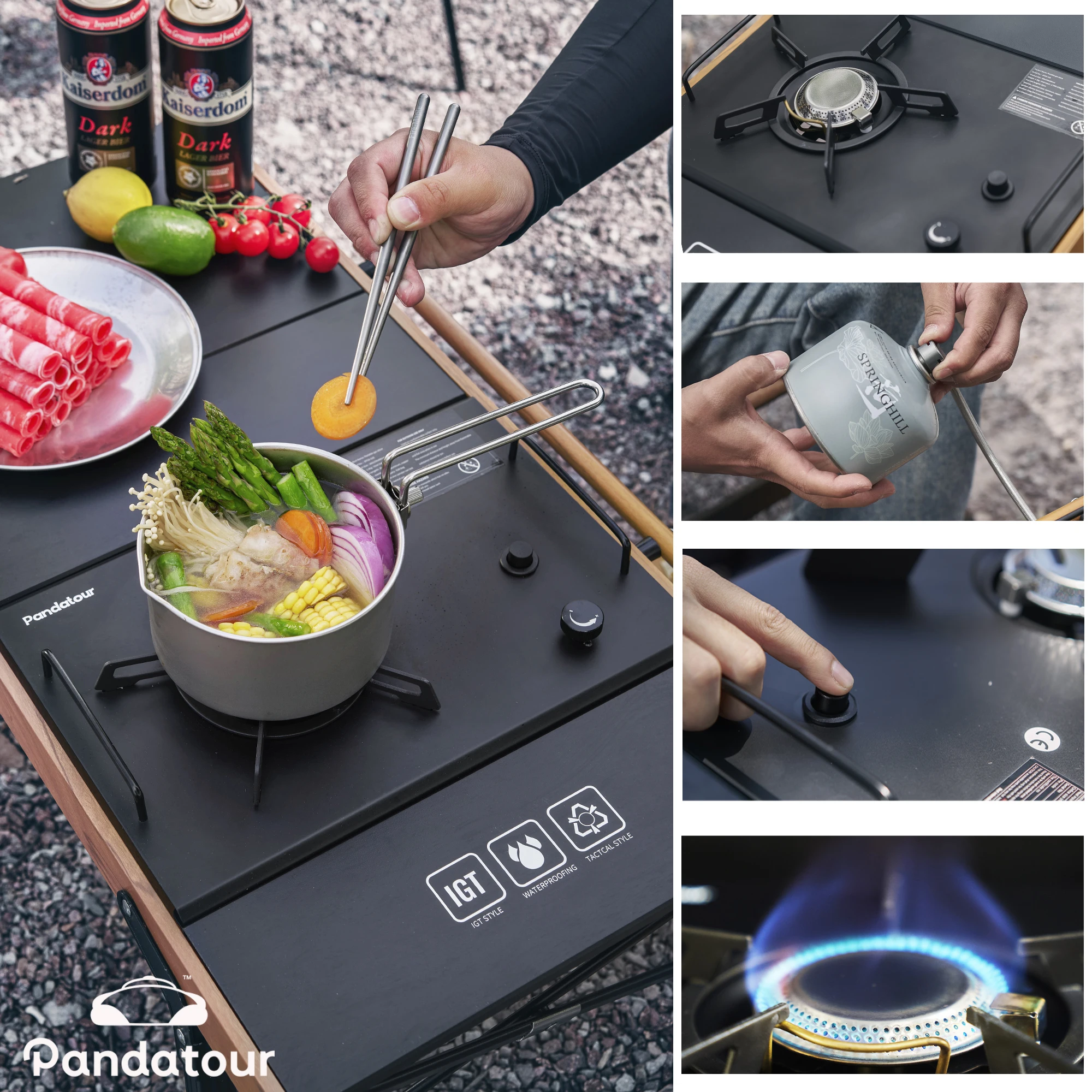 Pandatour 2025 IGT Outdoor Camping Furnace Stove Folding One-touch High Firepower Stove Suitable For Terraces Camping Stove image 2