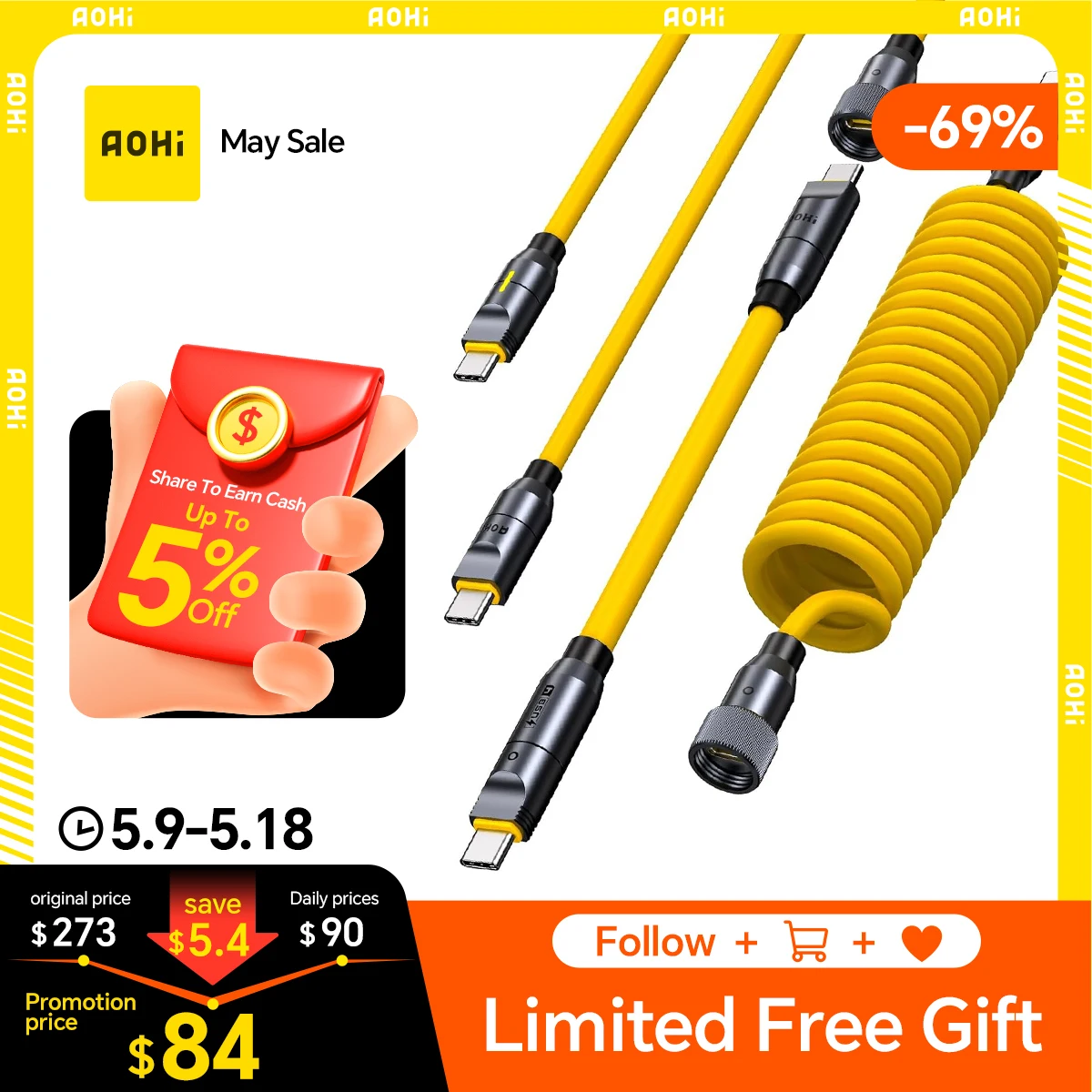

AOHI The Future PRO Creative Power Cable Set (240W/ 8K/ 40 Gbps/ 0.33~8.53FT)
