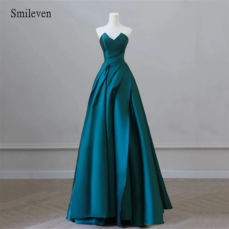 Smileven Elegant A-line Evening Dress Floor Length Prom Dresses Sleeveless Satin Backless Evening Party Gowns 2024