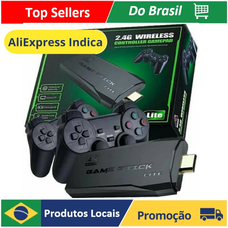 Ready Delivery in Brazil Video Game ANATEL Stick Box 4K 20.000 games + 02 Wireless Controls + Retro Games 20.000 Games