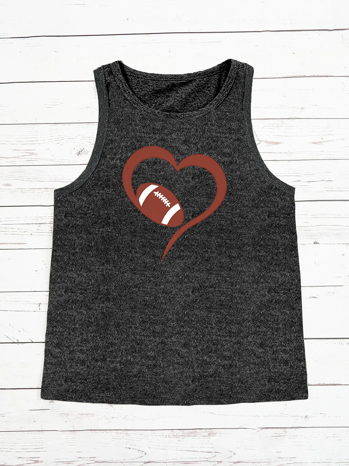 love Football Your Text Letter Print Fashion Funny Sports Women's Tank Top Loose O Neck Sleeveless Casual Tank