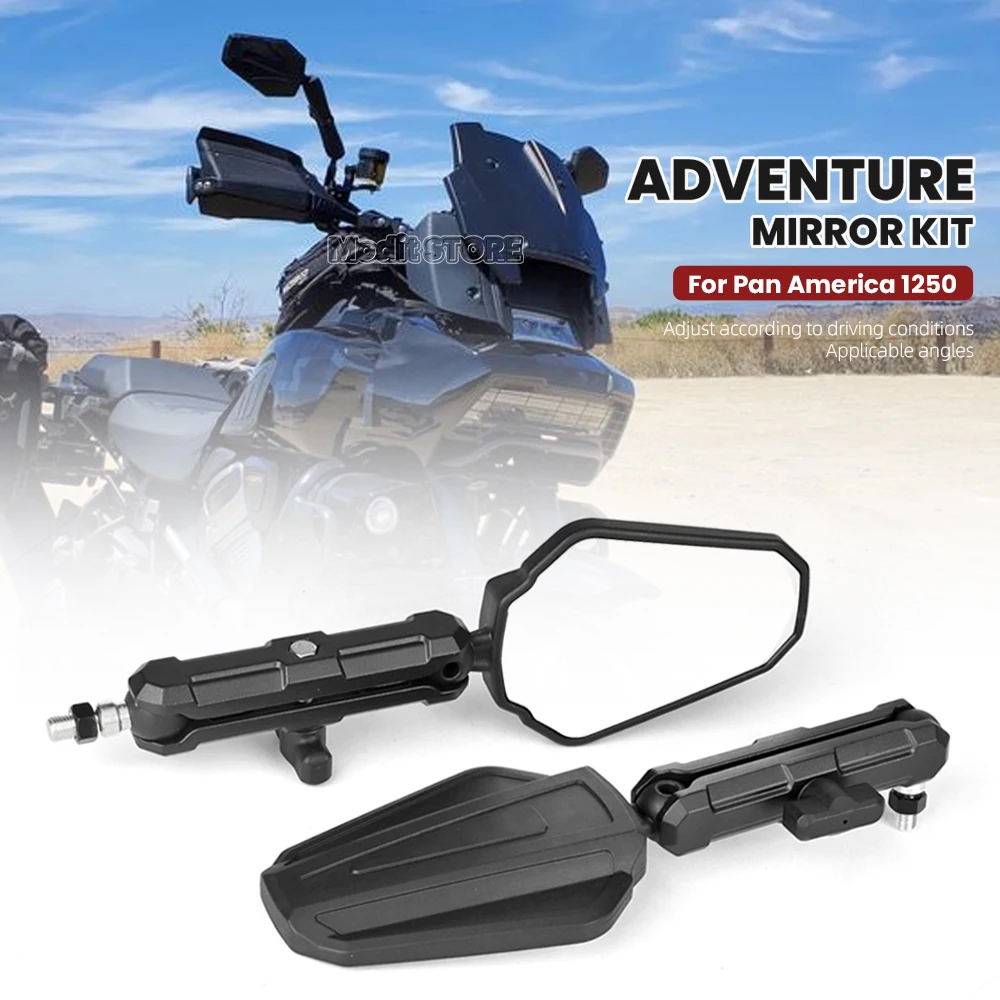 

Motorcycle West Wind Rearview Mirror For Pan America 1250 PanAmeric1250 Special RA1250 PA 1250 2021- Foldable Adventure Mirrors