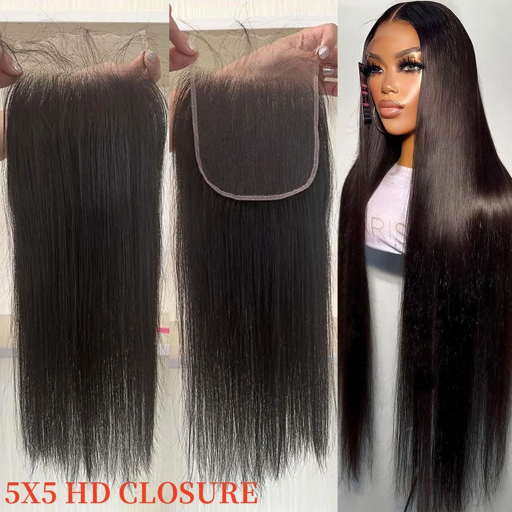 5x5 HD الدانتيل إغلاق مستقيم اليد تعادل الشعر البشري جزء مجاني HD الدانتيل إغلاق قبل قطعها