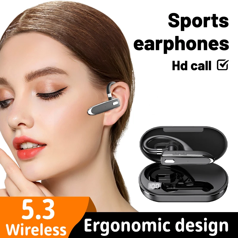 Bluetooth Headset, Wireless Earpiece with Noise Cancelling Microphone for Driving, Single Ear Headphones for Cell Phones