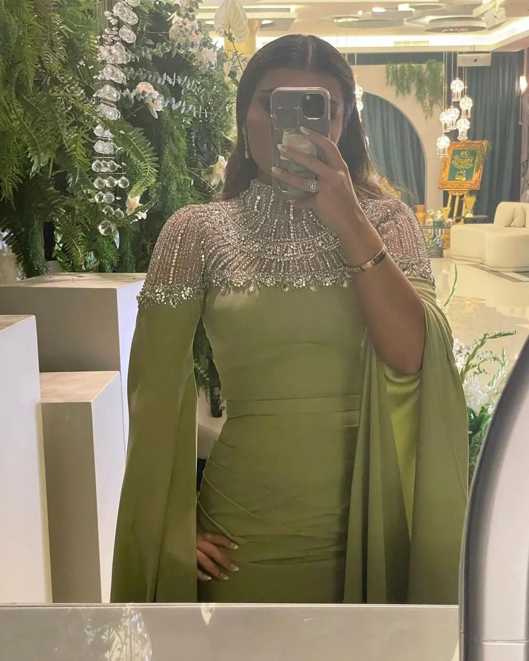 Mulheres Sereia Vestidos de noite com Gola alta e Tábuas, Manga comprida, Festa de casamento, Ocasião Formal, Arábia Saudita, Vestidos para baile