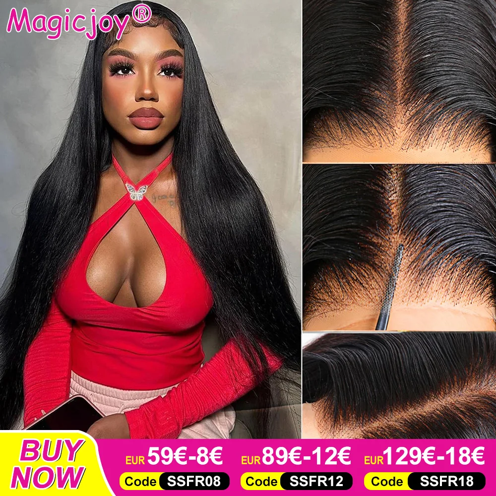 MagicJoy Glueless Wig 6x4 Straight Lace Front Wigs Human Hair Pre Plucked glueless wig Pre Cut Lace for Beginners 180% Density