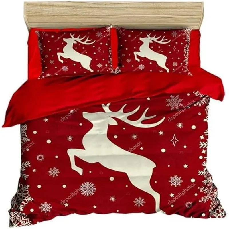 New Year New Year's New Year's New Year Themed 3D Double Duvet Cover Set Christmas Duvet Cover Reindeer